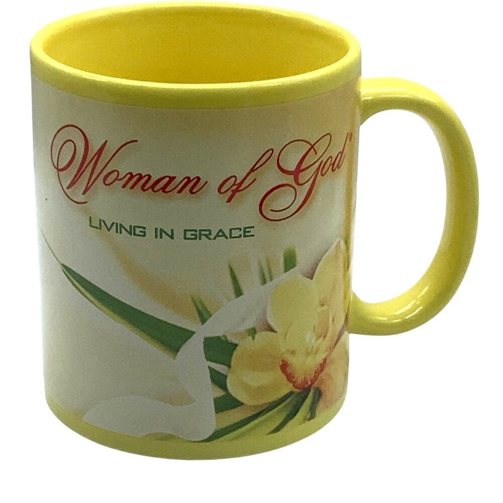 Vtg 2006‎ Woman of God Living in Grace Coffee Mug Orchid Design Biblical Verse